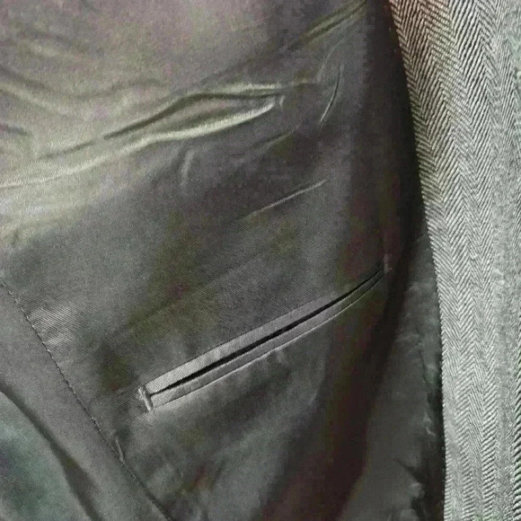 100% Lambswool Joseph & Feiss Men's Blazer Sports Coat 44R Gray Herringbone - Picture 13 of 14